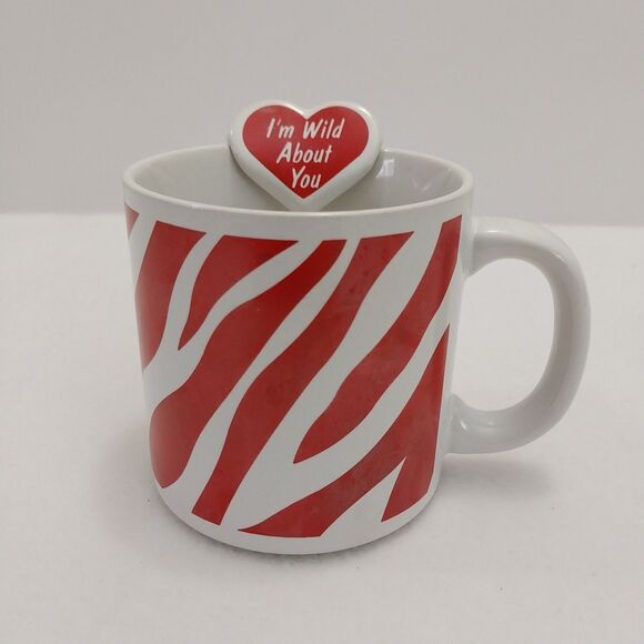 Russ Coffee Mug Red Zebra Striped With Heart #8710 #B077 - Picture 9 of 9